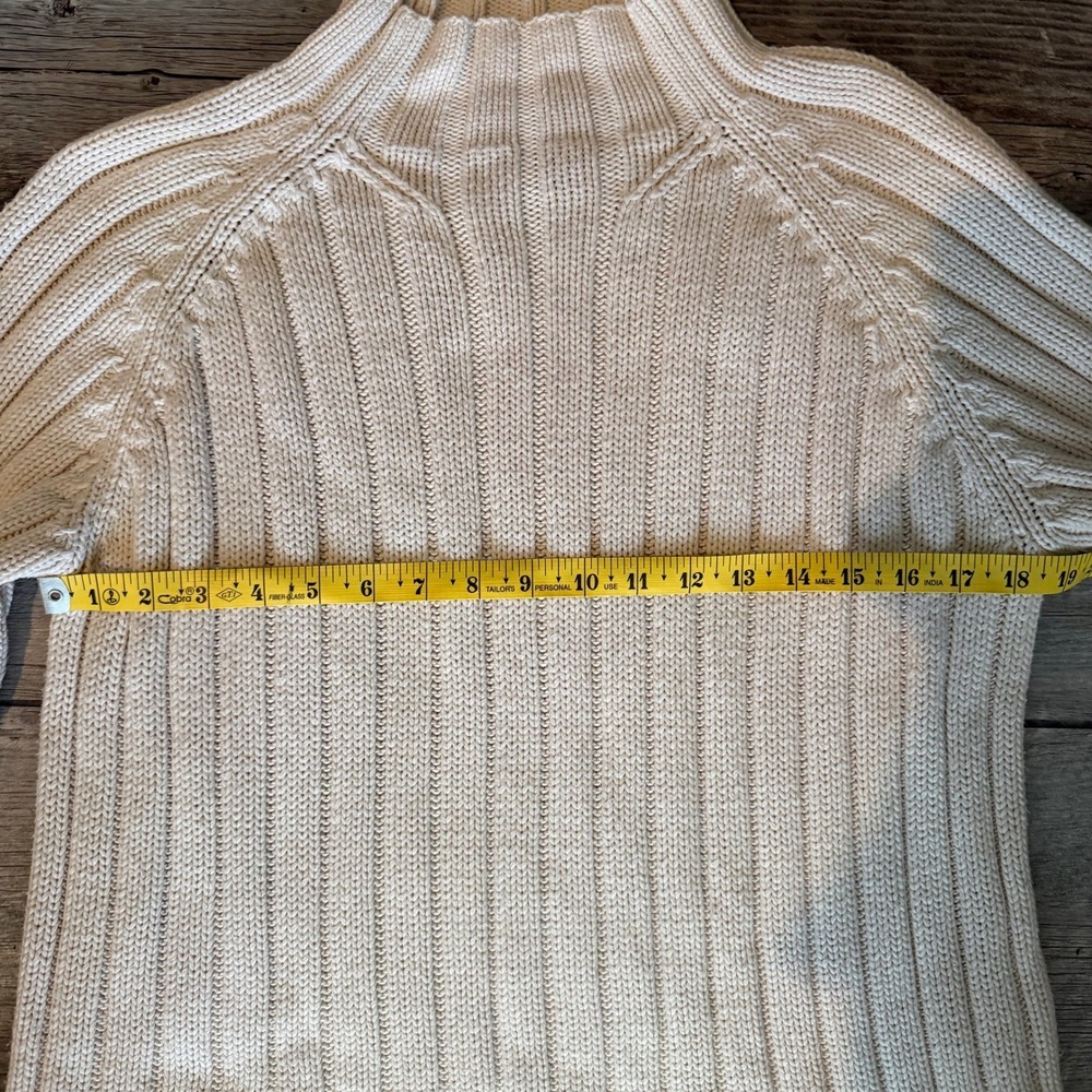 Lands End Cream Ribbed Mock Neck Long Sleeve Sweater Size L 14-16 - Picture 8 of 8